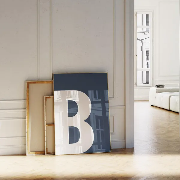 Navy Blue Letter B Alphabet Poster Print