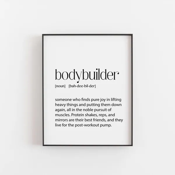 Bodybuilder Definition Art Print, Motivational Fitness Decor