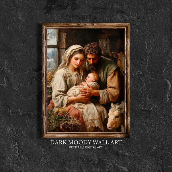 Holy Family With Baby Jesus, Vintage Christian Art Print