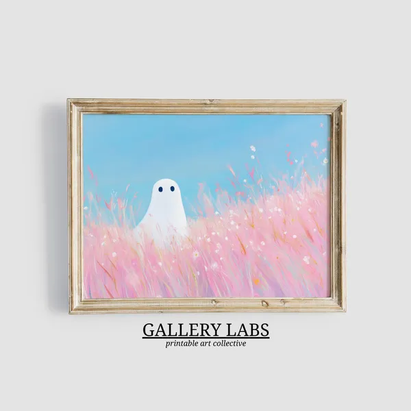 Pink Ghost Print, Girly Halloween Wall Art