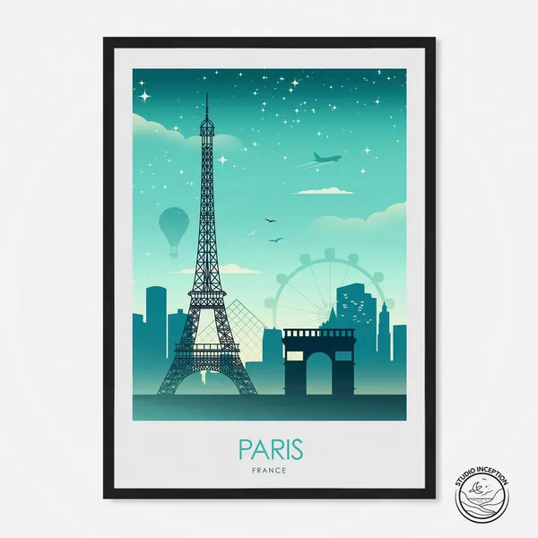 Paris France Travel Poster, Paris Wall Art Print
