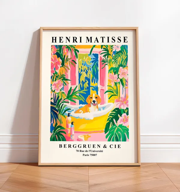 Beagle In Bathtub Funny Bathroom Art Print
