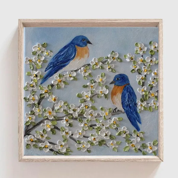 Custom Bluebirds And Spring Blossoms Art Print