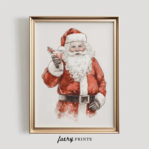 Santa Claus Red Holiday Wall Art Art Print