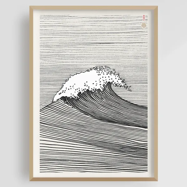 Zen Wave Japanese Art Print, Ukiyo-E Minimalist
