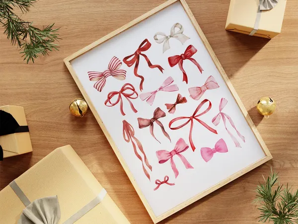 Christmas Bows Classic Christmas Decor Art Print