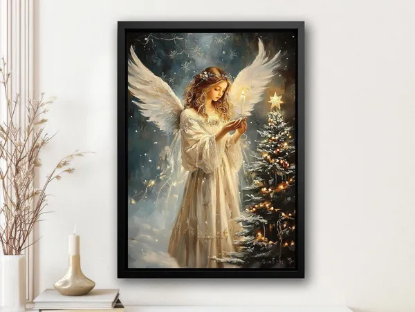 Vintage Christmas Angel Spiritual Wall Art Print