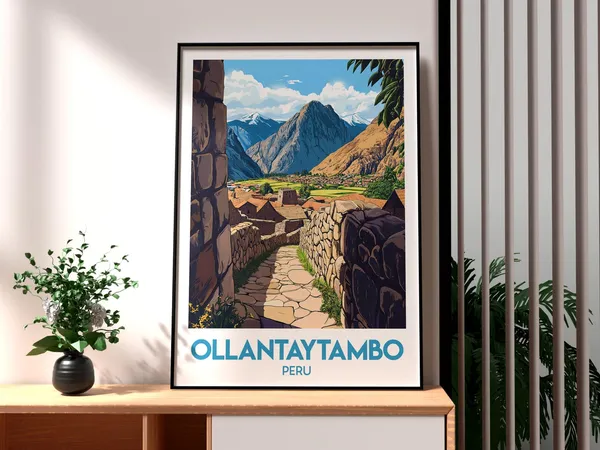 Ollantaytambo Travel Poster, Peru Fortress