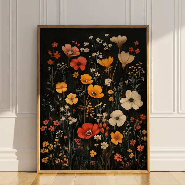 Wildflower Botanical Art Print, Boho Floral Decor