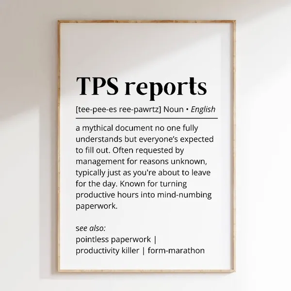 TPS Reports Definition, Minimalist Office Humor Art Print