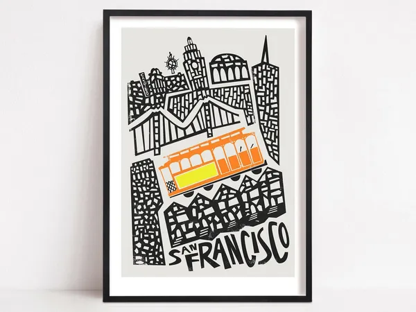 San Francisco Mid-Century Travel Poster, Skyline