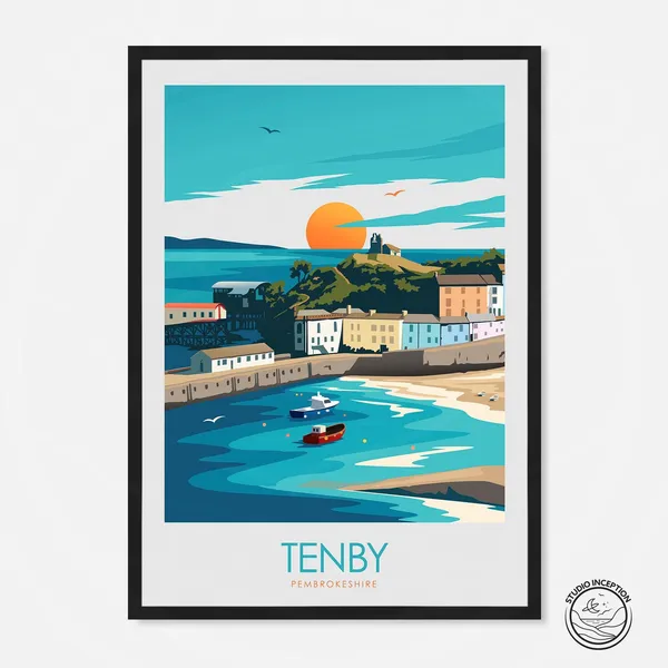 Tenby Wales Travel Poster, Pembrokeshire Print