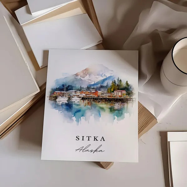 Sitka Alaska Travel Poster, Custom Text Wall Art