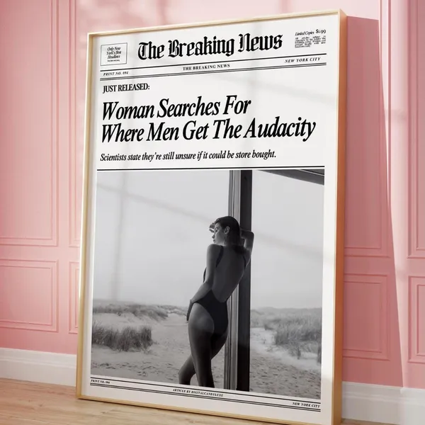 Trendy News Black and White Poster, Aesthetic