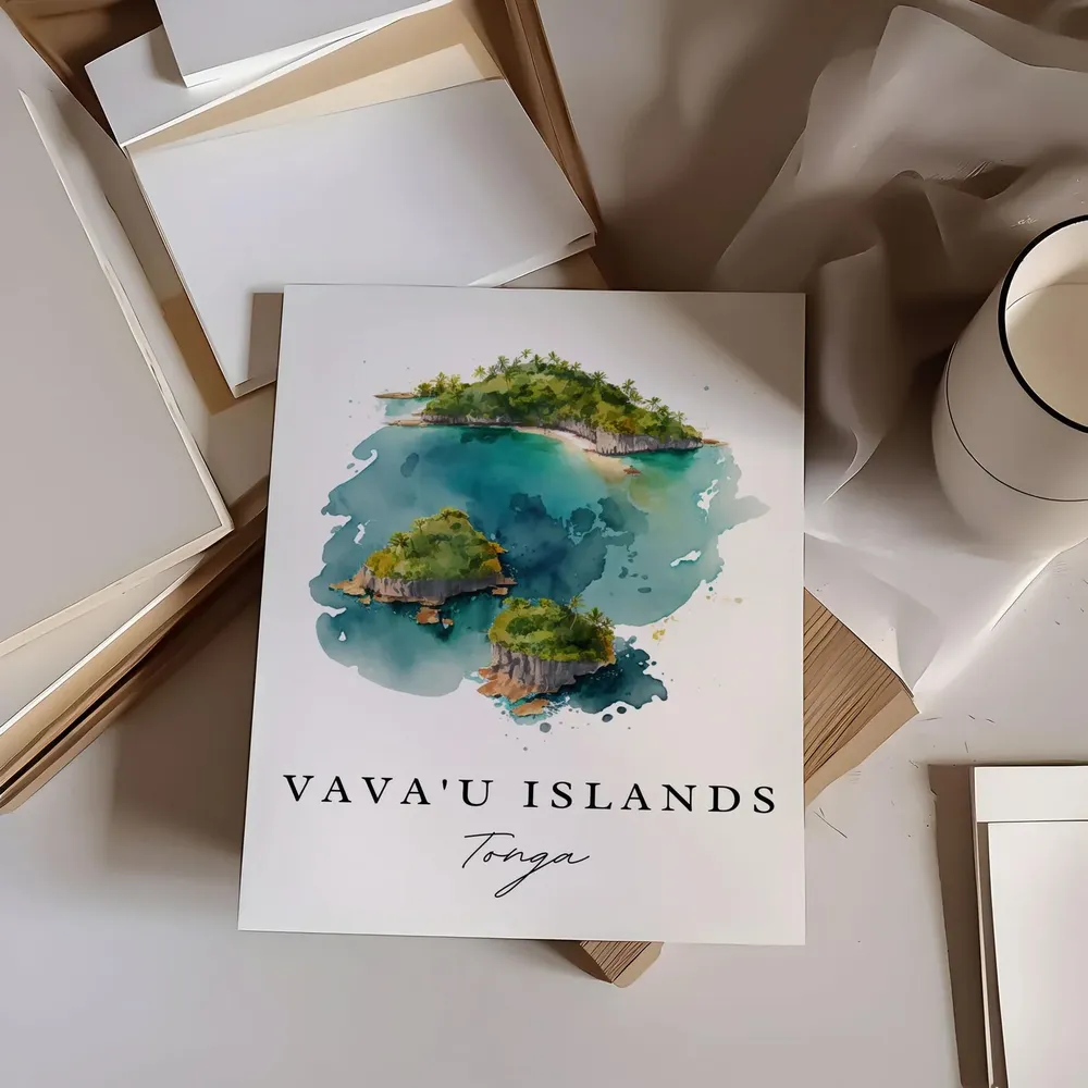 Vavau Island Tonga Travel Poster, Custom Text - Image 6