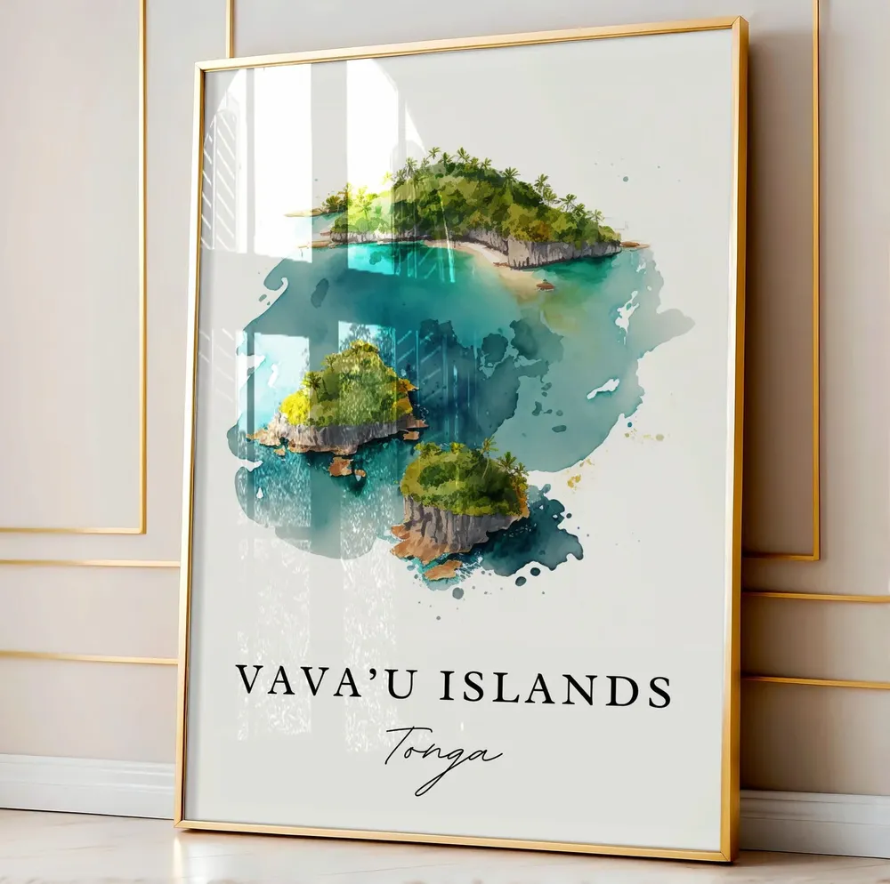 Vavau Island Tonga Travel Poster, Custom Text - Image 4