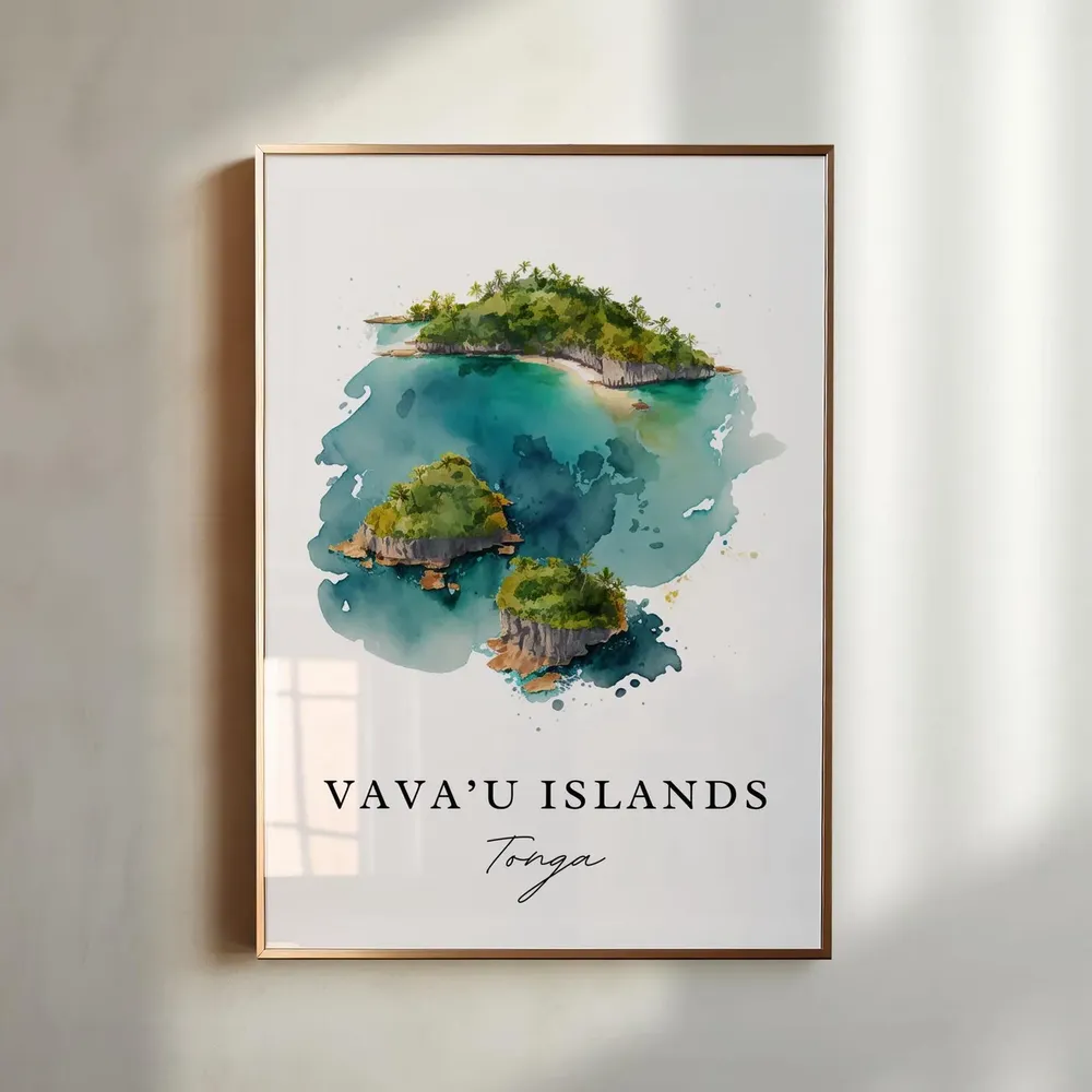 Vavau Island Tonga Travel Poster, Custom Text