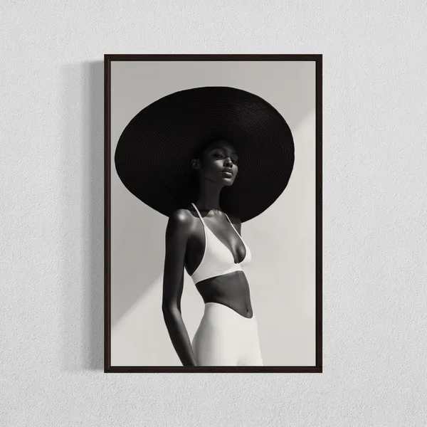 Black And White Fashion Photography Print, Elegant Woman