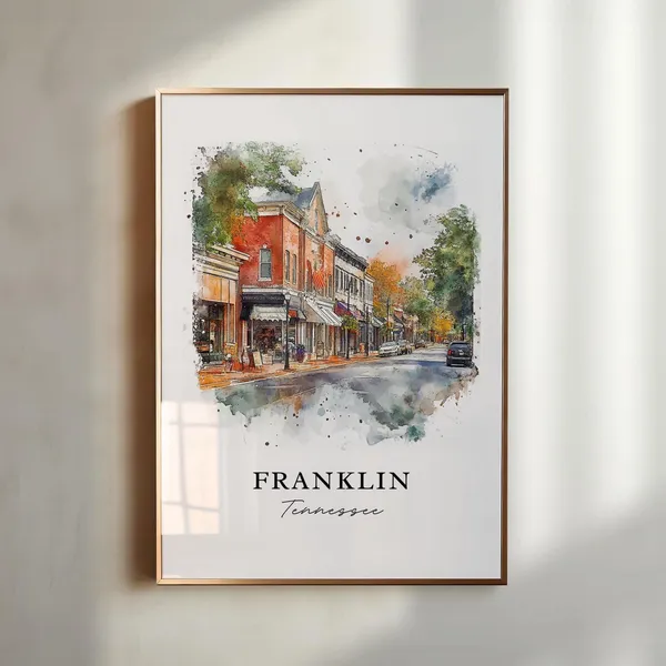 Franklin Tennessee Watercolor Travel Poster