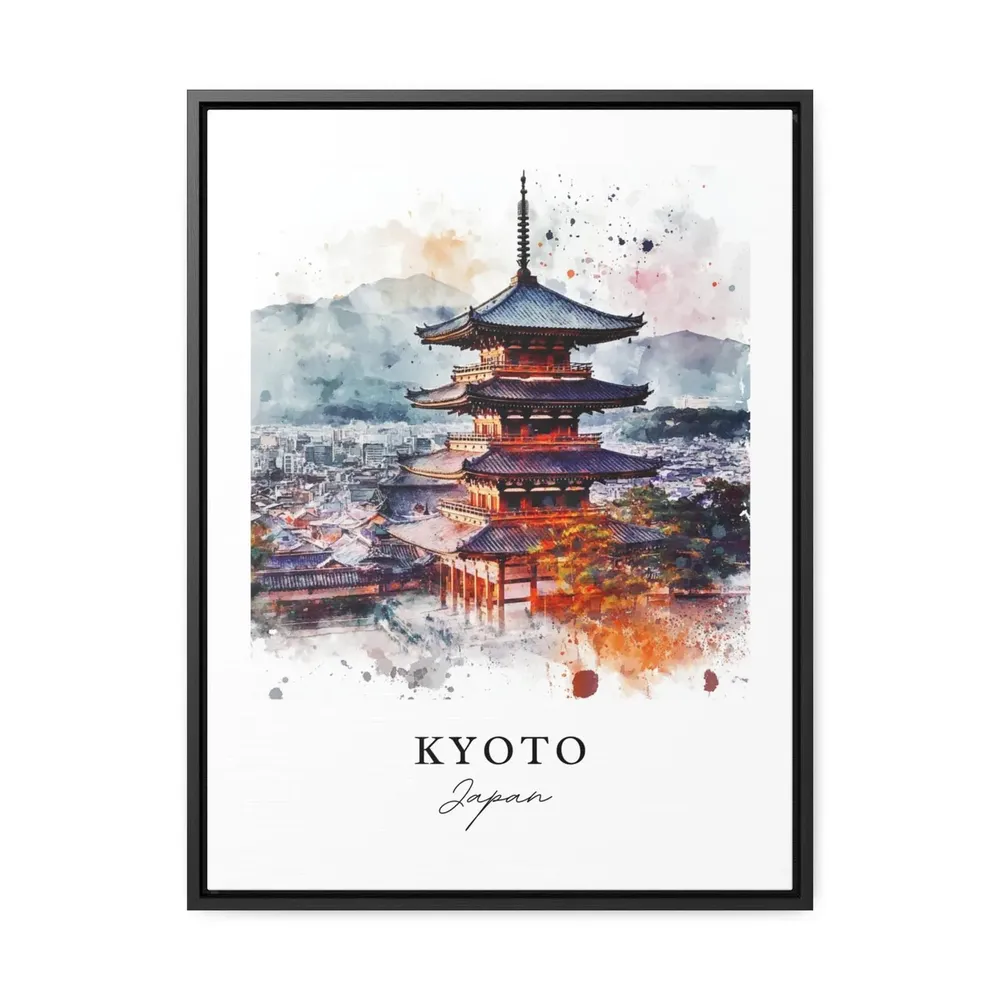 Kyoto Japan Watercolor Travel Poster, Honshu Island - Image 2