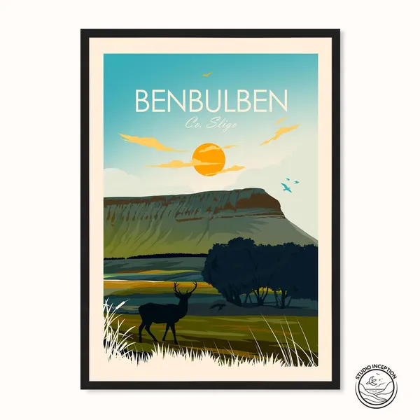 Benbulben Travel Poster, Co. Sligo Irish Art