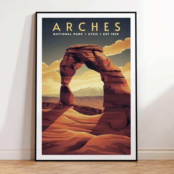Arches National Park Vintage Travel Poster, Utah Landscape