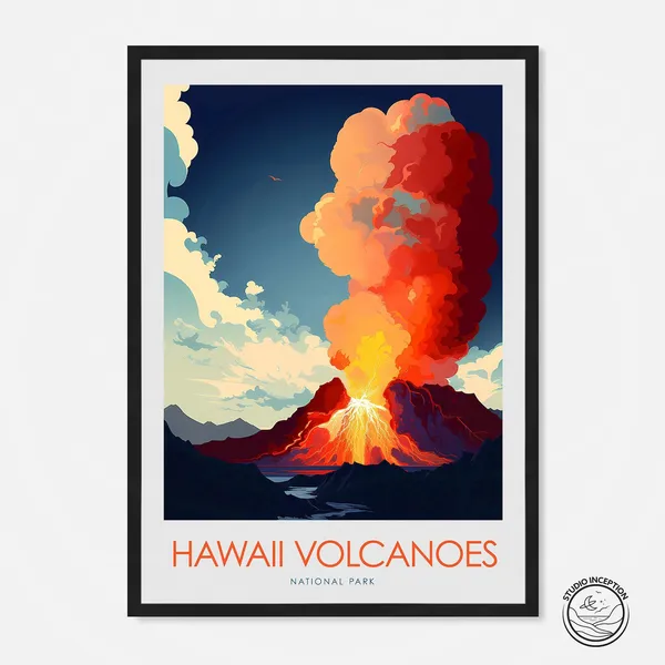 Hawaii Volcanoes Travel Poster, The Big Island
