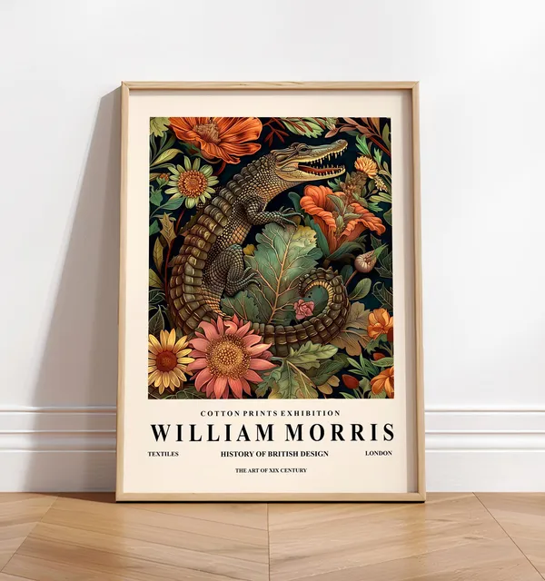 William Morris Crocodile Botanical Mid-Century Art Print