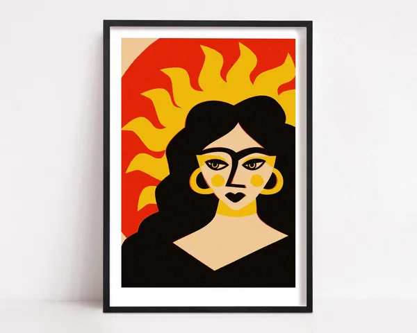 Sun Goddess Portrait Art Print, Strong Women Wall