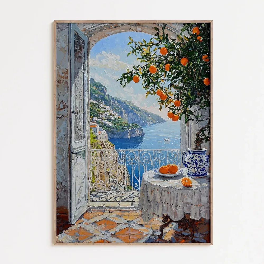 Amalfi Coast Window Scene Travel Poster