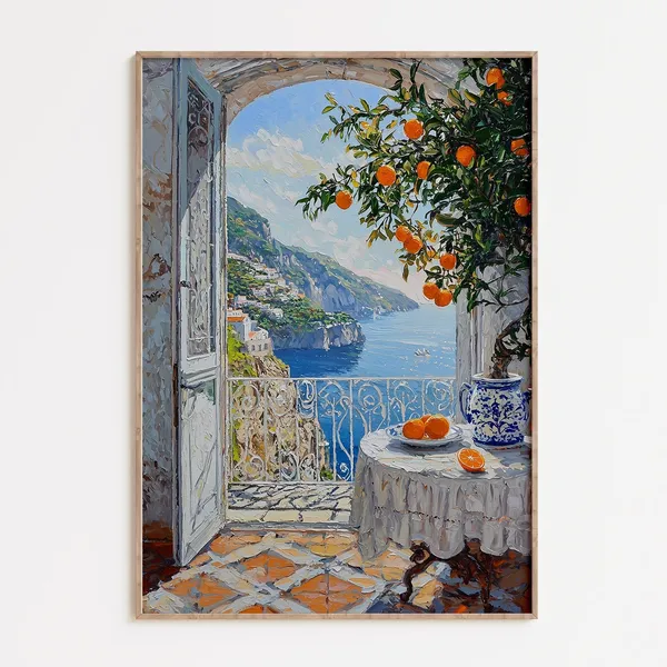 Amalfi Coast Window Scene Travel Poster