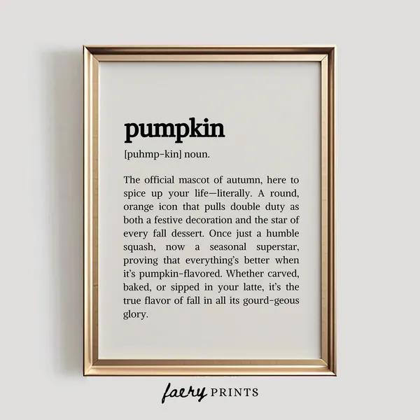 Pumpkin Definition Art Print, Halloween Fall Decor