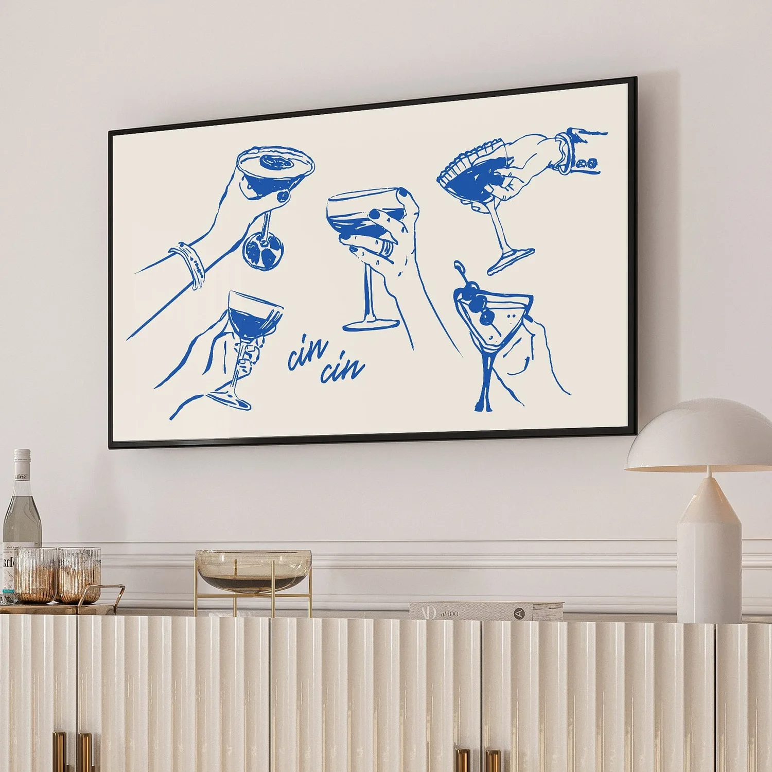 Cheers Print, Modern Bar Cart Decor
