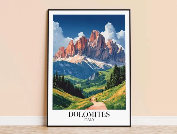 Dolomites Italy Travel Poster, Home Decoration
