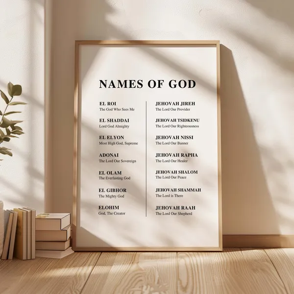 Hebrew Names of God Minimalist Christian Art Print