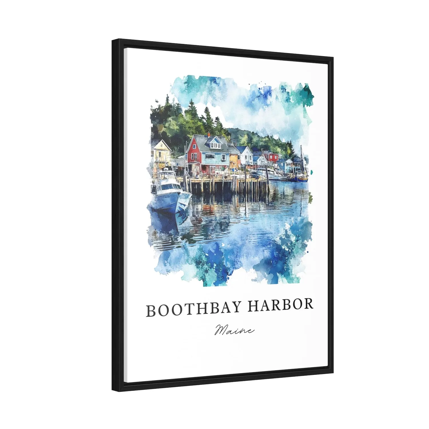 Boothbay Harbor Me Watercolor Travel Poster, Maine - Image 2