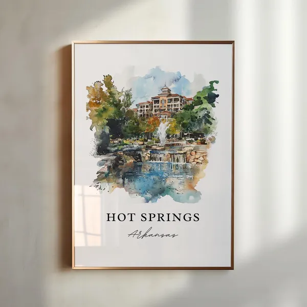 Hot Springs, AR Travel Poster, Ouachita Mountains