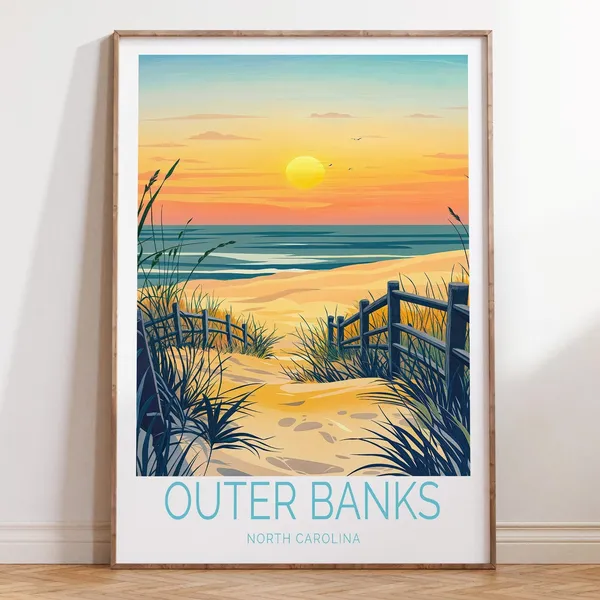 Outer Banks Travel Poster, North Carolina Wall Art
