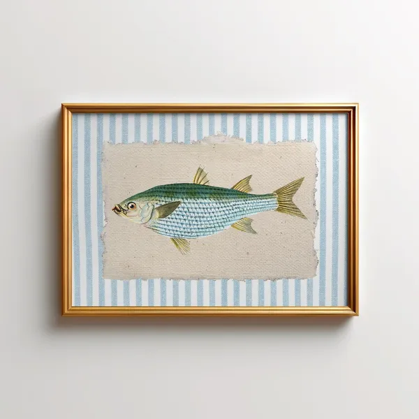 Penelope Striped Blue Mullet Fish Art Print