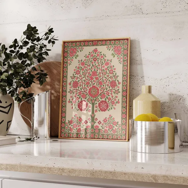 Indian Floral Print, Vintage Botanical Poster