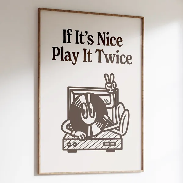 Play It Twice Retro Music Decor Art Print