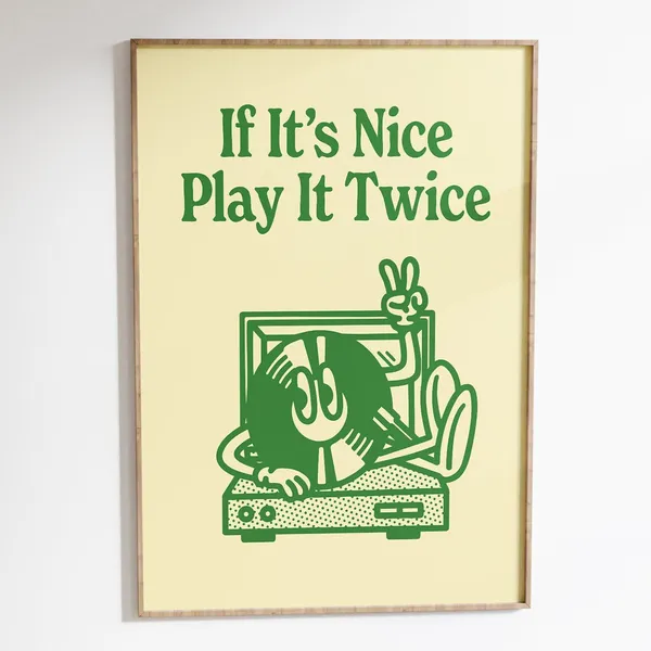 Retro Record Player Music Art Print, Groovy Cartoon