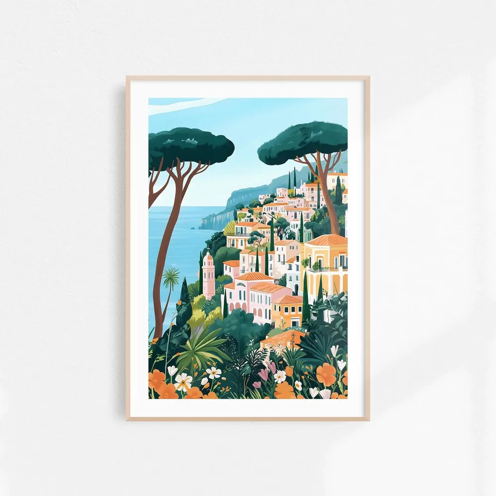 Ravello Amalfi Coast Watercolor Poster - Image 3