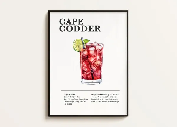 Cape Codder Cocktail Poster, Bar Kitchen Art Print