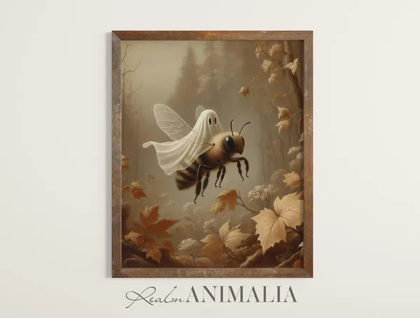 Little Ghost Riding on Honey Bee Art Print
