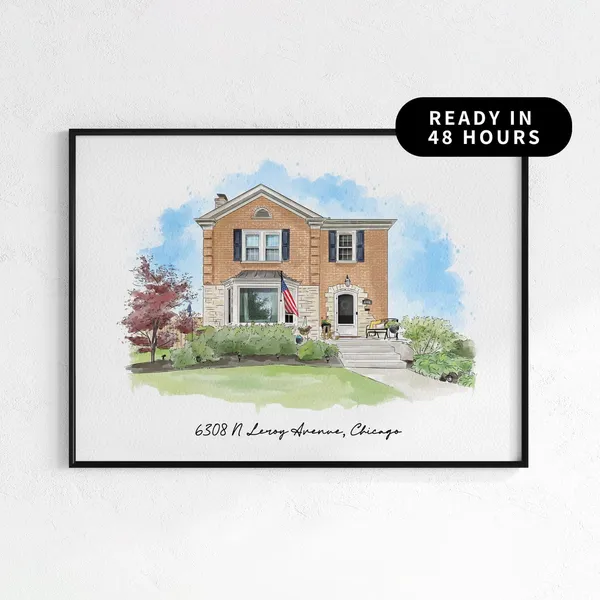 Personalized Watercolor House Art, Art Print