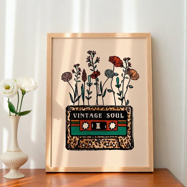 Vintage Soul Retro Poster Print, Hippie Style
