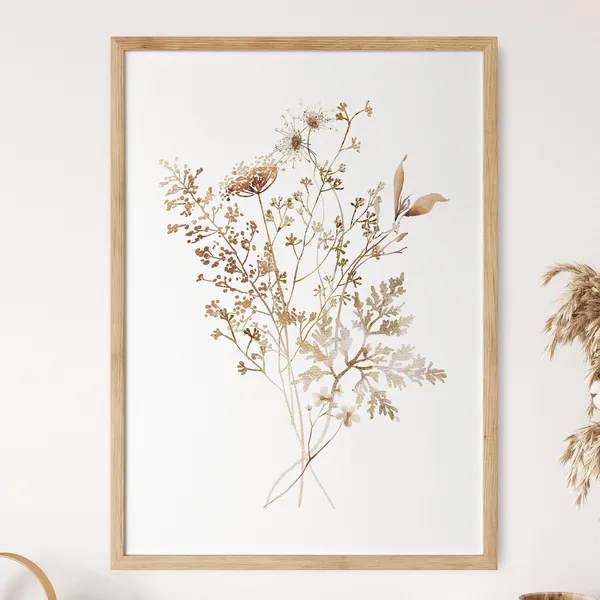 Dried Bouquet Print, Boho Fall Wildflowers Art