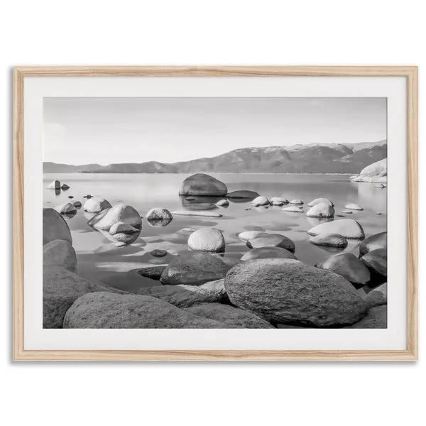 Lake Tahoe Beach Travel Poster, California Landscape