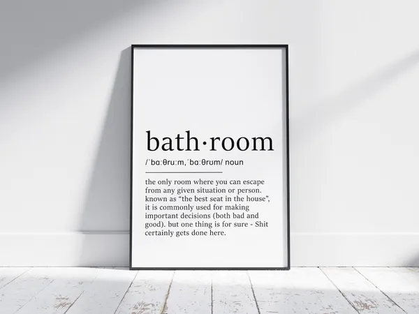 Bathroom Definition Typography Art Print, Funny Decor